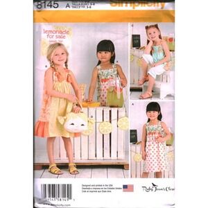 Simplicity 8145 Sewing Pattern Kids Dress Top‎ Capri Pants Purse Ruby Jeans 3-8